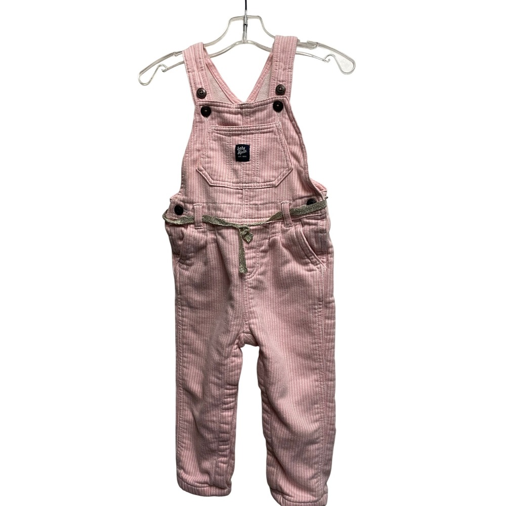 Baby B'gosh Pink Pinstripe Overalls 24M Gold Glitter Belt OSH11772-SSI